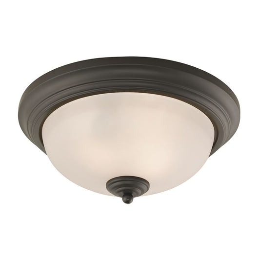 Atlas Lighting Huntington 13in 2-Light Flush Mount | Traditional Oil Rubbed Bronze and White Frosted Glass | Bedroom & Hallway | Model CL11467-BZ