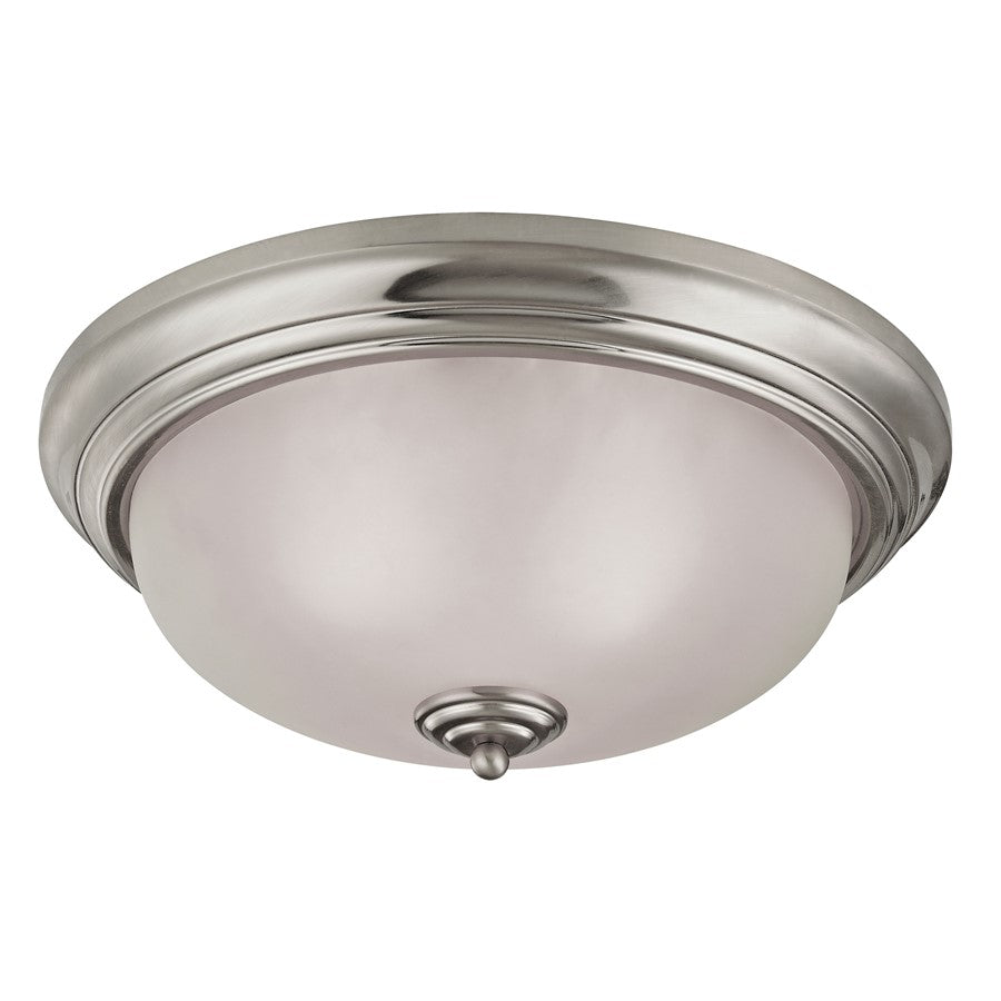 Atlas Lighting Huntington 15in 3-Light Flush Mount | Traditional Brushed Nickel and White Frosted Glass | Bedroom & Hallway | Model CL11468-NK