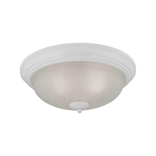 Atlas Lighting Huntington 15in 3-Light Flush Mount | Traditional White and White Glass | Bedroom & Hallway | 15 x 15 x 6 in | Model CL11470-WH