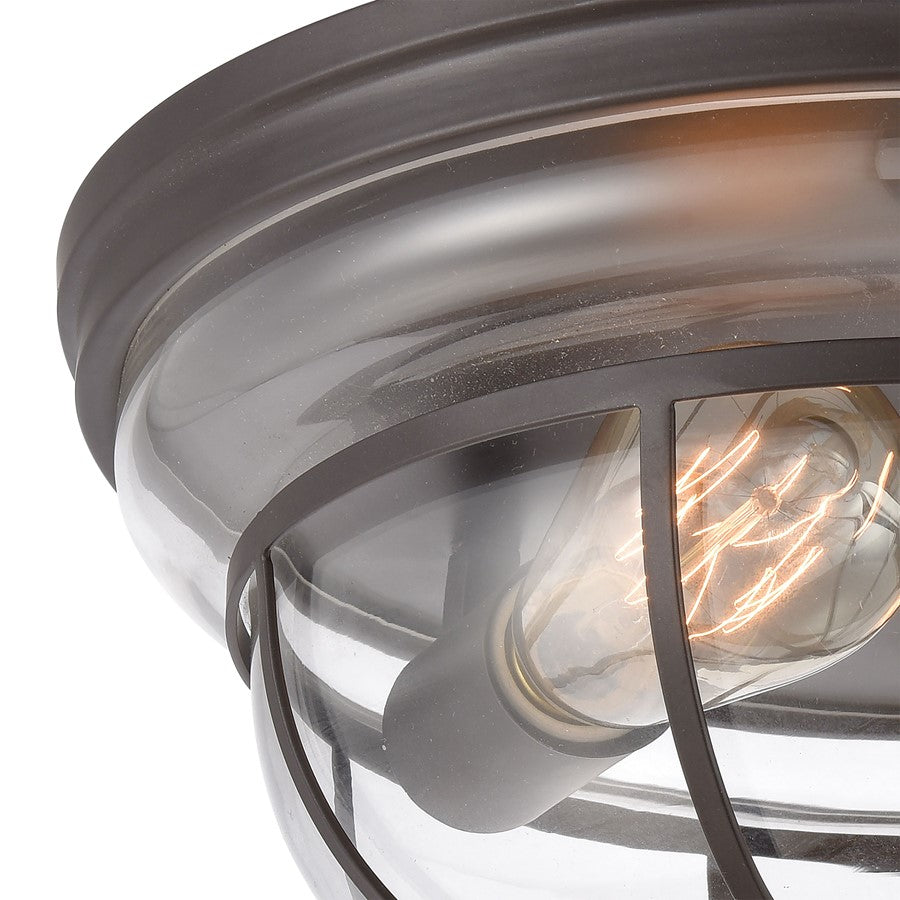 Atlas Lighting Manhattan Boutique 13in 2-Light Flush Mount | Transitional Oil Rubbed Bronze and Clear Glass | Kitchen & Hallway | Model CL11477-BZ
