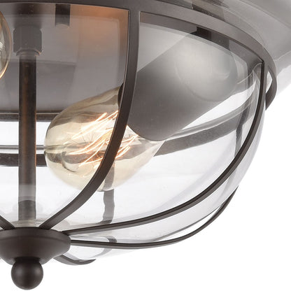 Atlas Lighting Manhattan Boutique 13in 2-Light Flush Mount | Transitional Oil Rubbed Bronze and Clear Glass | Kitchen & Hallway | Model CL11477-BZ