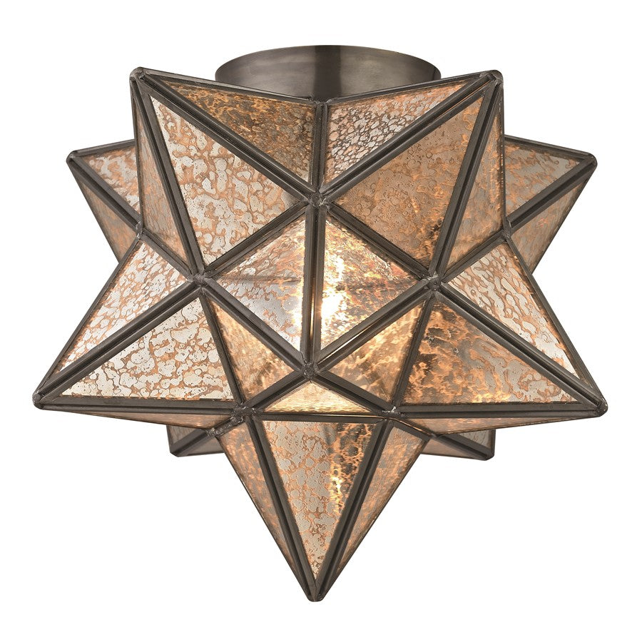 Atlas Lighting Moravian Star 11in 1-Light Flush Mount | Traditional Oil Rubbed Bronze and Mercury Glass | Entryway & Dining Room | Model CL11479-BZ2