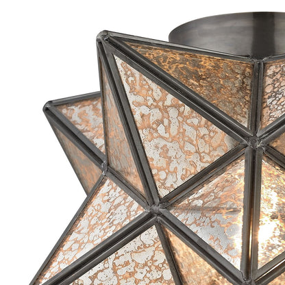 Atlas Lighting Moravian Star 11in 1-Light Flush Mount | Traditional Oil Rubbed Bronze and Mercury Glass | Entryway & Dining Room | Model CL11479-BZ2