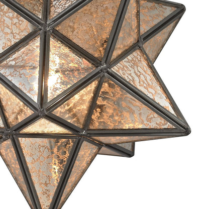 Atlas Lighting Moravian Star 11in 1-Light Flush Mount | Traditional Oil Rubbed Bronze and Mercury Glass | Entryway & Dining Room | Model CL11479-BZ2