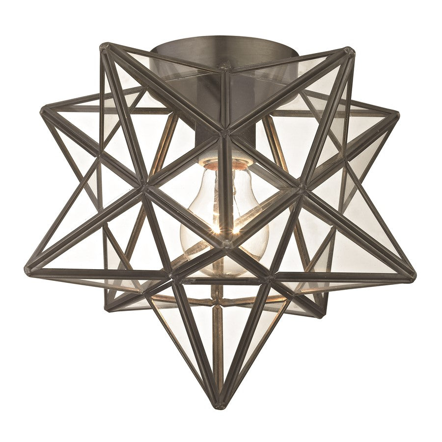 Atlas Lighting Moravian Star 11in 1-Light Flush Mount | Traditional Oil Rubbed Bronze and Clear Glass | Entryway & Hallway | Model CL11480-BZ1