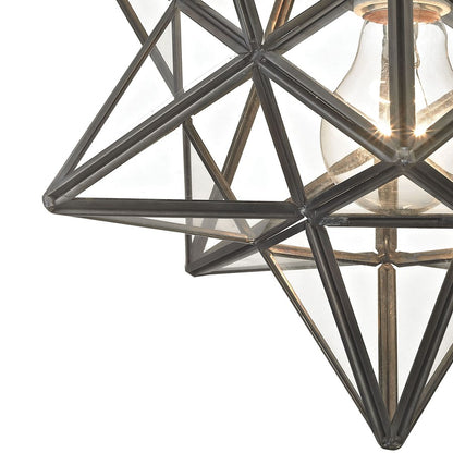 Atlas Lighting Moravian Star 11in 1-Light Flush Mount | Traditional Oil Rubbed Bronze and Clear Glass | Entryway & Hallway | Model CL11480-BZ1