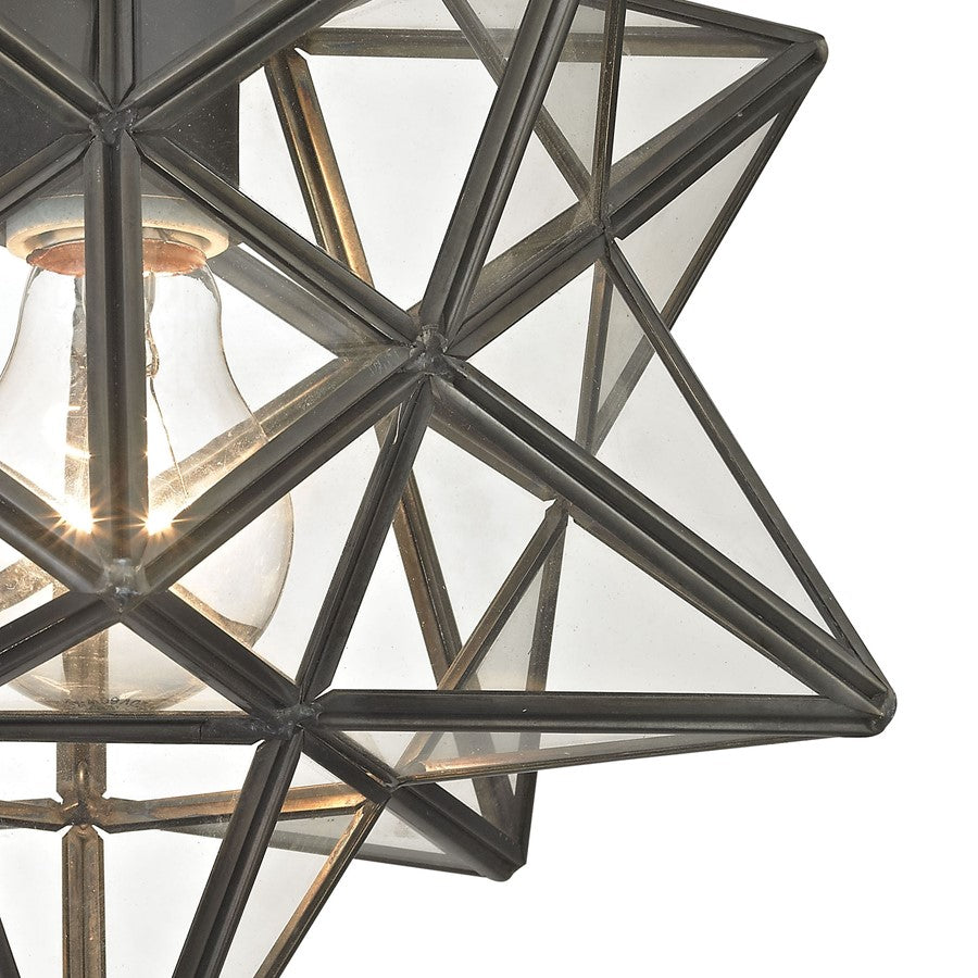 Atlas Lighting Moravian Star 11in 1-Light Flush Mount | Traditional Oil Rubbed Bronze and Clear Glass | Entryway & Hallway | Model CL11480-BZ1