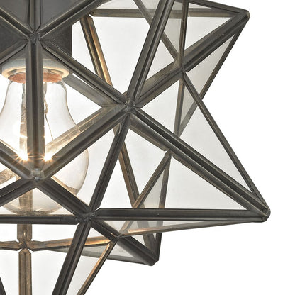 Atlas Lighting Moravian Star 11in 1-Light Flush Mount | Traditional Oil Rubbed Bronze and Clear Glass | Entryway & Hallway | Model CL11480-BZ1