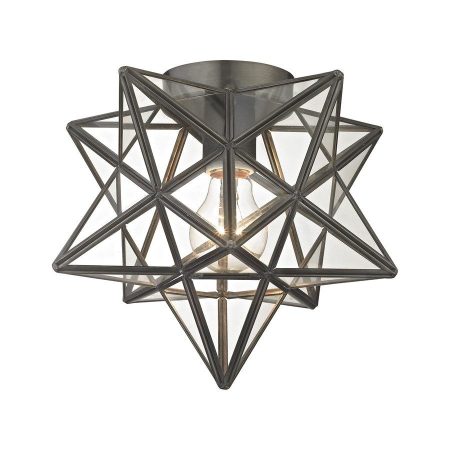 Atlas Lighting Moravian Star 11in 1-Light Flush Mount | Traditional Oil Rubbed Bronze and Clear Glass | Entryway & Hallway | Model CL11480-BZ1