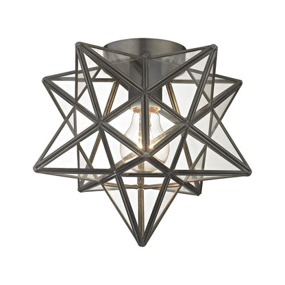 Atlas Lighting Moravian Star 11in 1-Light Flush Mount | Traditional Oil Rubbed Bronze and Clear Glass | Entryway & Hallway | Model CL11480-BZ1