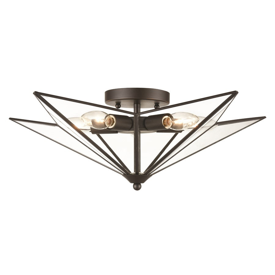 Atlas Lighting Moravian Star 14in 5-Light Flush Mount | Transitional Oil Rubbed Bronze and Clear Glass | Entryway & Hallway | Model CL11481-BZ1