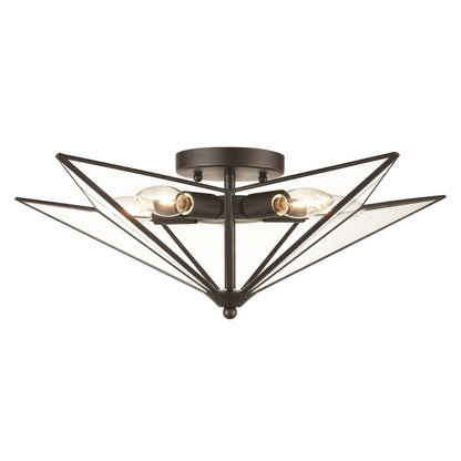 Atlas Lighting Moravian Star 14in 5-Light Flush Mount | Transitional Oil Rubbed Bronze and Clear Glass | Entryway & Hallway | Model CL11481-BZ1