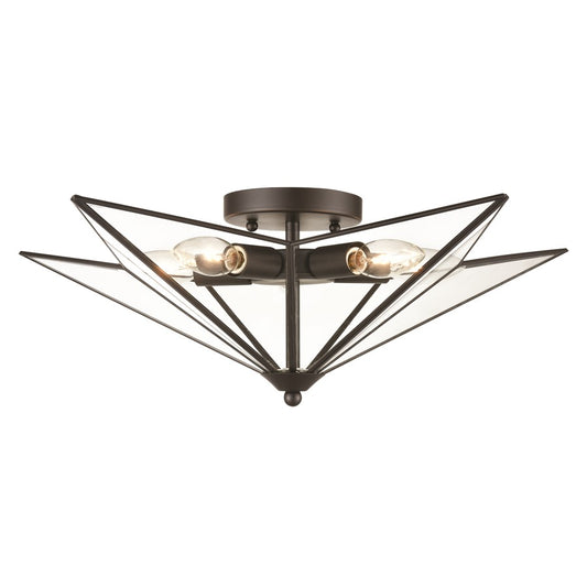 Atlas Lighting Moravian Star 14in 5-Light Flush Mount | Transitional Oil Rubbed Bronze and Clear Glass | Entryway & Hallway | Model CL11481-BZ1