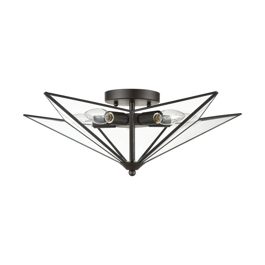 Atlas Lighting Moravian Star 14in 5-Light Flush Mount | Transitional Oil Rubbed Bronze and Clear Glass | Entryway & Hallway | Model CL11481-BZ1