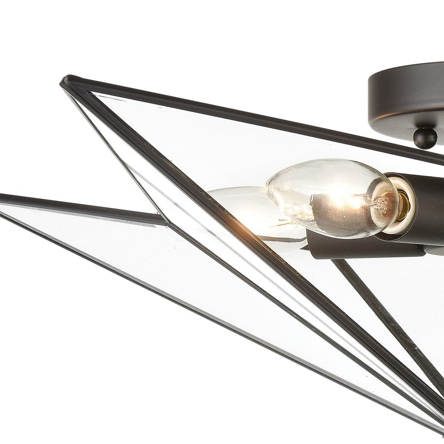 Atlas Lighting Moravian Star 14in 5-Light Flush Mount | Transitional Oil Rubbed Bronze and Clear Glass | Entryway & Hallway | Model CL11481-BZ1