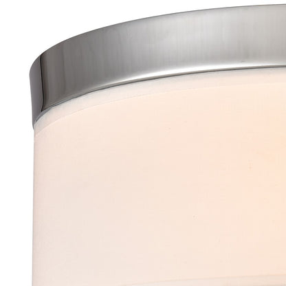 Atlas Lighting Oak Valley 12in 2-Light Flush Mount | Modern Chrome and White Fabric Shade | Bedroom & Living Room | Model CL11483-CH
