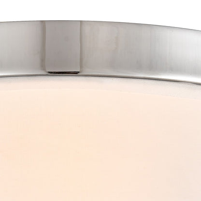 Atlas Lighting Oak Valley 12in 2-Light Flush Mount | Modern Chrome and White Fabric Shade | Bedroom & Living Room | Model CL11483-CH
