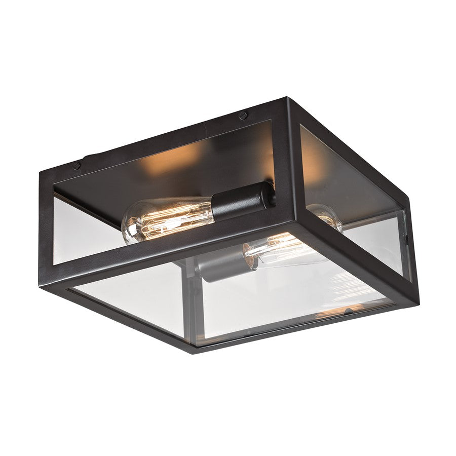 Atlas Lighting Parameters 12in 2-Light Flush Mount | Modern Oil Rubbed Bronze and Clear Glass | Kitchen & Hallway | 12 x 12 x 5 in | Model CL11486-BZ