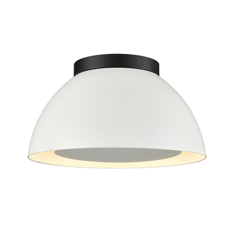 Atlas Lighting Pelham 10in 2-Light Flush Mount | Modern White and Matte Black Metal | Kitchen & Bedroom | 10 x 10 x 5 in | Model CL11487-WH2