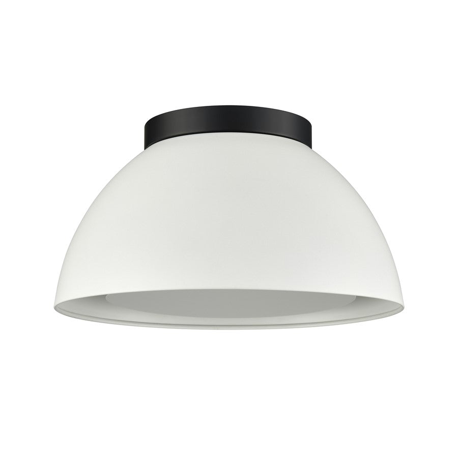 Atlas Lighting Pelham 10in 2-Light Flush Mount | Modern White and Matte Black Metal | Kitchen & Bedroom | 10 x 10 x 5 in | Model CL11487-WH2