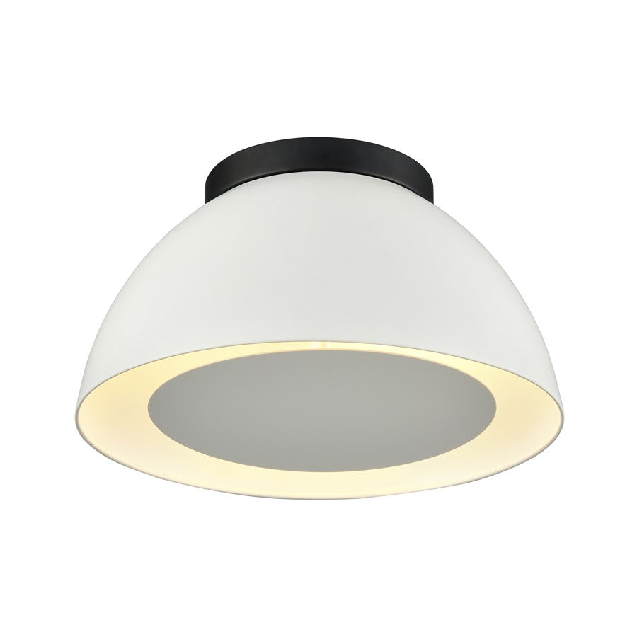 Atlas Lighting Pelham 10in 2-Light Flush Mount | Modern White and Matte Black Metal | Kitchen & Bedroom | 10 x 10 x 5 in | Model CL11487-WH2
