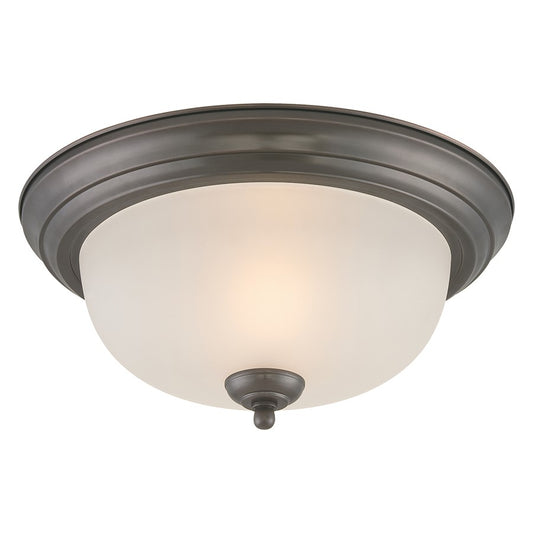 Atlas Lighting Pendenza 13in 2-Light Flush Mount | Transitional Oil Rubbed Bronze and Frosted Glass | Living Room & Bedroom | Model CL11488-BZ