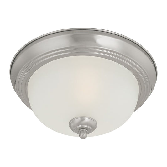 Atlas Lighting Pendenza 13in 2-Light Flush Mount | Transitional Brushed Nickel and White Frosted Glass | Bedroom & Hallway Ceiling | Model CL11488-NK