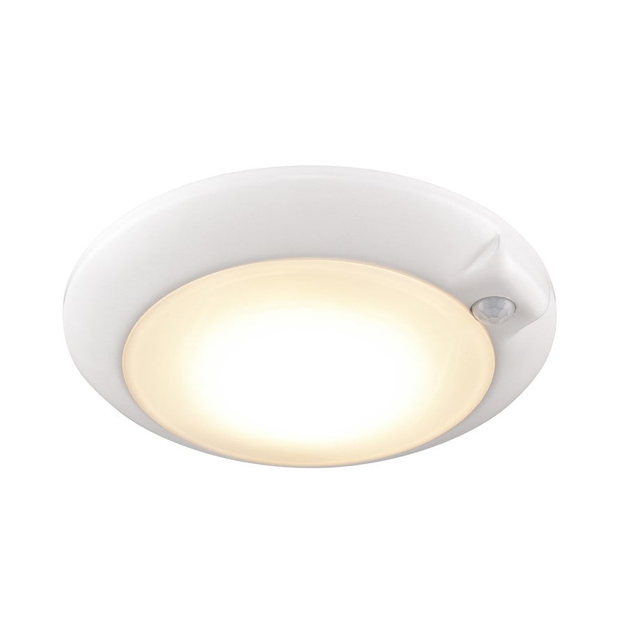 Atlas Lighting Plandome 6in 1-Light Integrated LED Flush Mount | Modern White Metal | Hallway & Bedroom Ceiling Light | Model CL11494-WH