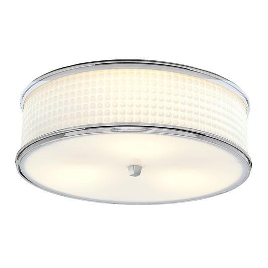 Atlas Lighting Prism 16.75in 3-Light Flush Mount | Transitional Polished Nickel and White Glass | Living Room & Bedroom Ceiling | Model CL11496-NK