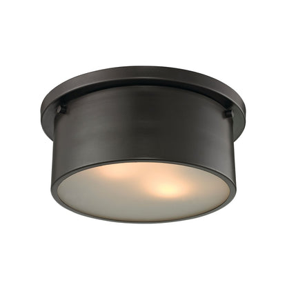 Atlas Lighting Simpson 10in 2-Light Flush Mount | Modern Oil Rubbed Bronze and Bronze Metal Shade | Bedroom & Hallway | Model CL11498-BZ