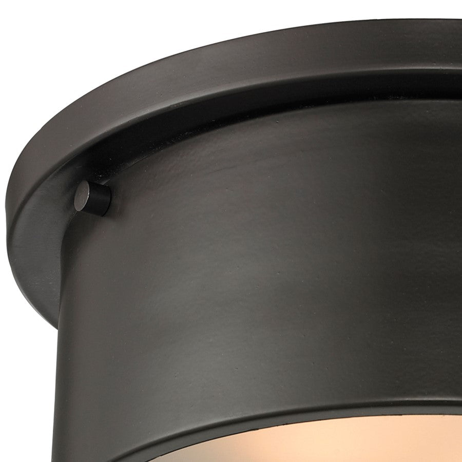 Atlas Lighting Simpson 10in 2-Light Flush Mount | Modern Oil Rubbed Bronze and Bronze Metal Shade | Bedroom & Hallway | Model CL11498-BZ