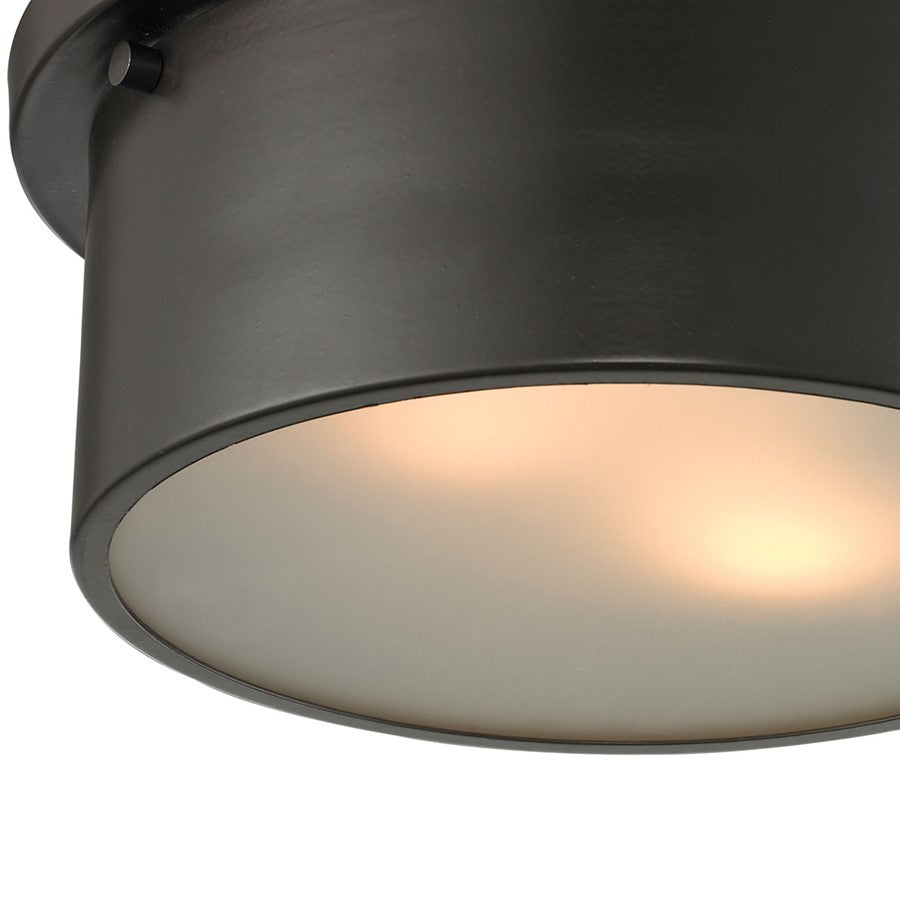 Atlas Lighting Simpson 10in 2-Light Flush Mount | Modern Oil Rubbed Bronze and Bronze Metal Shade | Bedroom & Hallway | Model CL11498-BZ