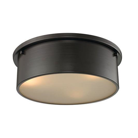 Atlas Lighting Simpson 14in 3-Light Flush Mount | Modern Oil Rubbed Bronze and Bronze Metal Shade | Bedroom & Hallway | Model CL11499-BZ