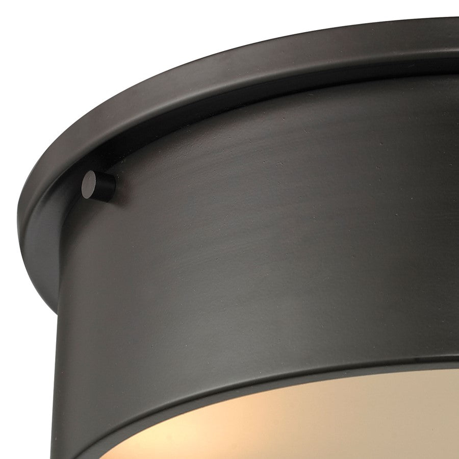 Atlas Lighting Simpson 14in 3-Light Flush Mount | Modern Oil Rubbed Bronze and Bronze Metal Shade | Bedroom & Hallway | Model CL11499-BZ