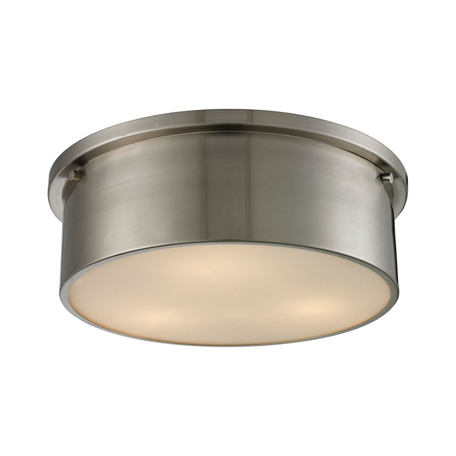 Atlas Lighting Simpson 14in 3-Light Flush Mount | Modern Brushed Nickel and Nickel Metal Shade | Bedroom & Hallway | 14 x 14 x 5 in | Model CL11499-NK