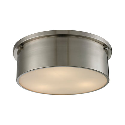 Atlas Lighting Simpson 14in 3-Light Flush Mount | Modern Brushed Nickel and Nickel Metal Shade | Bedroom & Hallway | 14 x 14 x 5 in | Model CL11499-NK