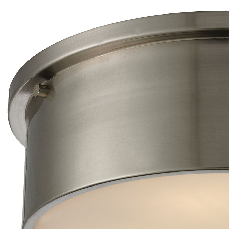Atlas Lighting Simpson 14in 3-Light Flush Mount | Modern Brushed Nickel and Nickel Metal Shade | Bedroom & Hallway | 14 x 14 x 5 in | Model CL11499-NK