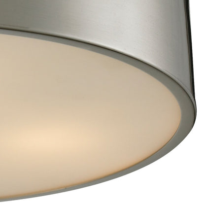 Atlas Lighting Simpson 14in 3-Light Flush Mount | Modern Brushed Nickel and Nickel Metal Shade | Bedroom & Hallway | 14 x 14 x 5 in | Model CL11499-NK