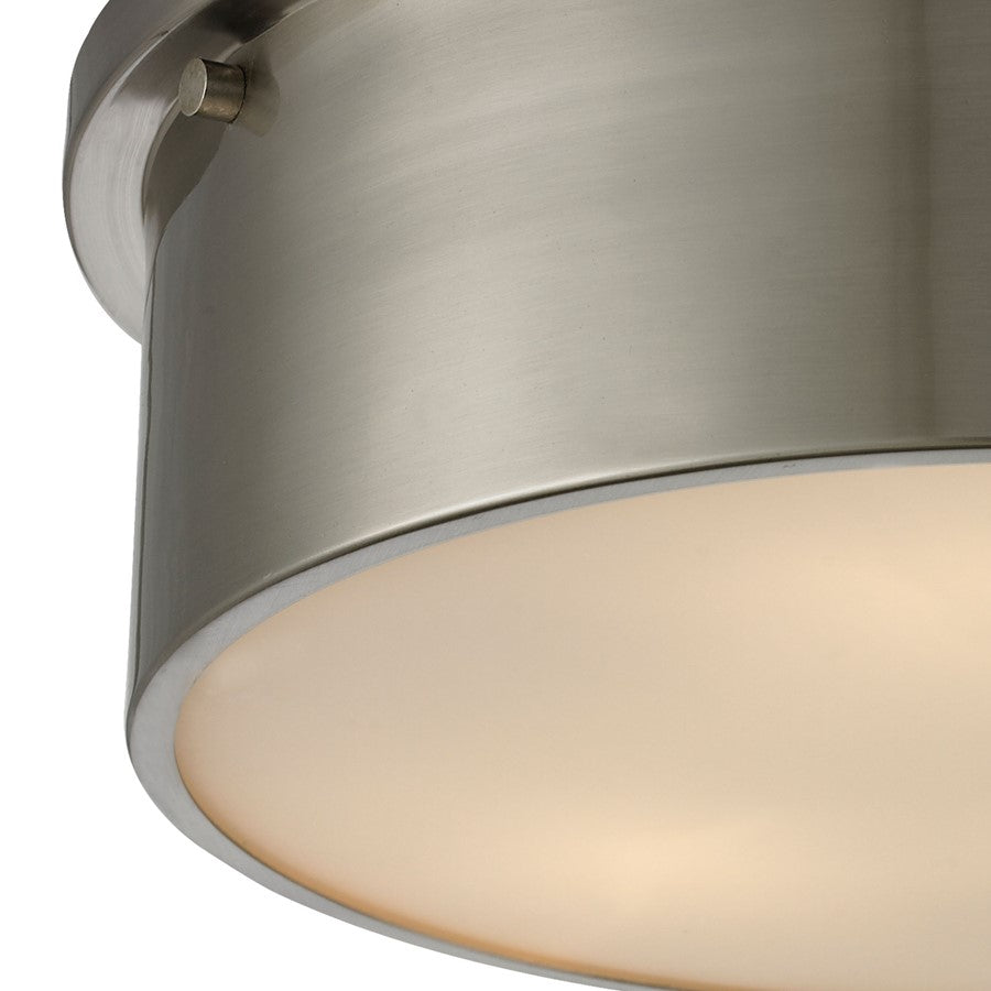Atlas Lighting Simpson 14in 3-Light Flush Mount | Modern Brushed Nickel and Nickel Metal Shade | Bedroom & Hallway | 14 x 14 x 5 in | Model CL11499-NK