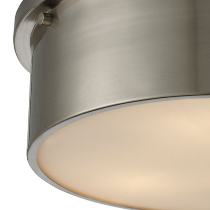 Atlas Lighting Simpson 14in 3-Light Flush Mount | Modern Brushed Nickel and Nickel Metal Shade | Bedroom & Hallway | 14 x 14 x 5 in | Model CL11499-NK