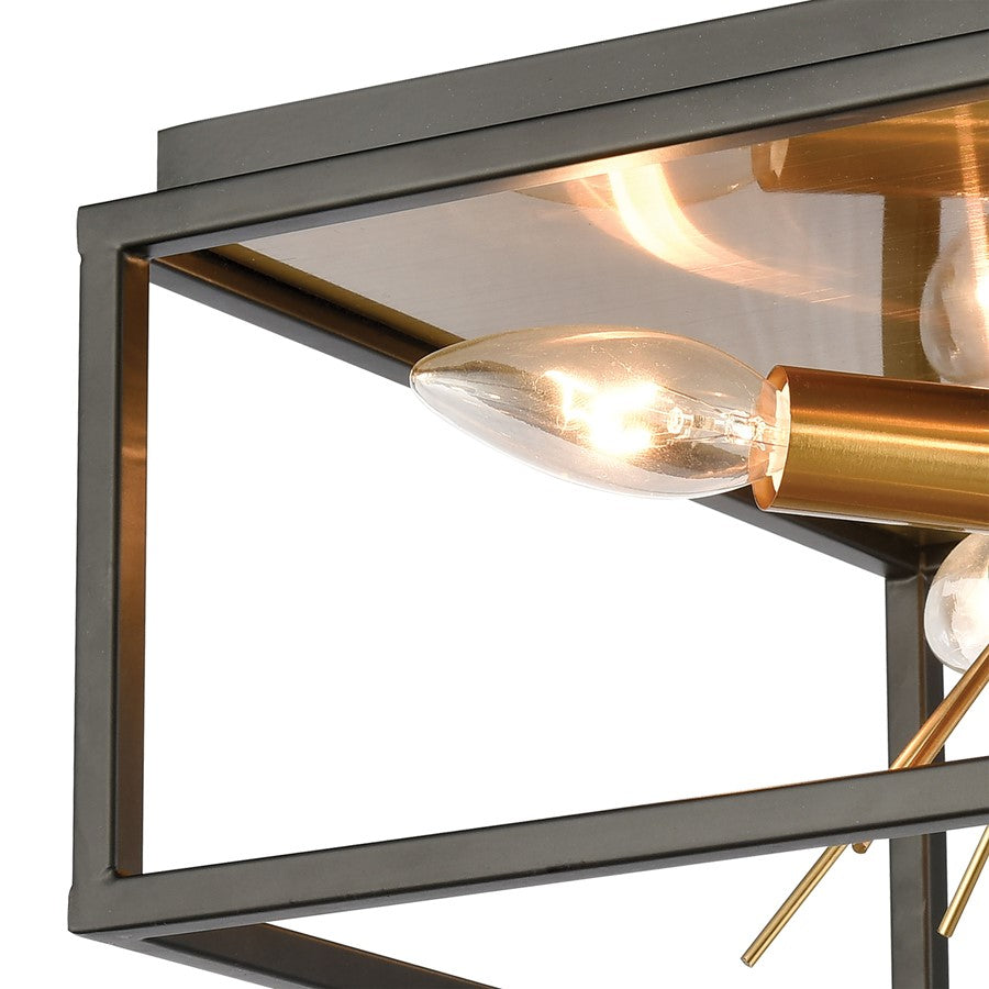 Atlas Lighting Spark 12in 4-Light Flush Mount | Transitional Matte Black and Clear Glass | Bedroom & Hallway Ceiling Light | Model CL11500-BK