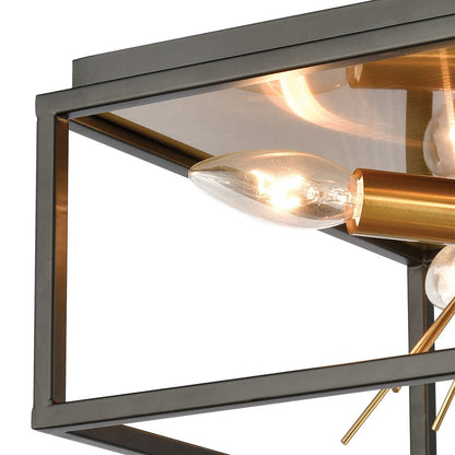 Atlas Lighting Spark 12in 4-Light Flush Mount | Transitional Matte Black and Clear Glass | Bedroom & Hallway Ceiling Light | Model CL11500-BK