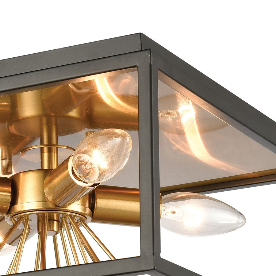 Atlas Lighting Spark 12in 4-Light Flush Mount | Transitional Matte Black and Clear Glass | Bedroom & Hallway Ceiling Light | Model CL11500-BK