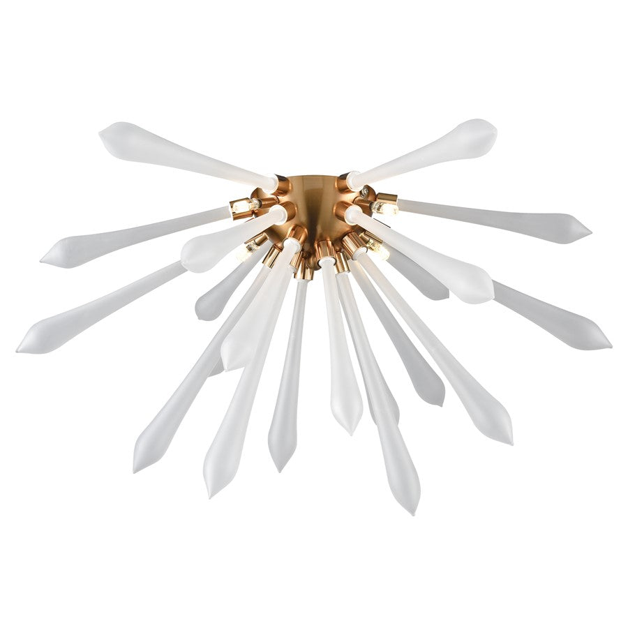 Atlas Lighting Spiritus 24in 4-Light Flush Mount | Modern Aged Brass and White Glass | Living Room & Dining Room Ceiling Light | Model CL11501-BS