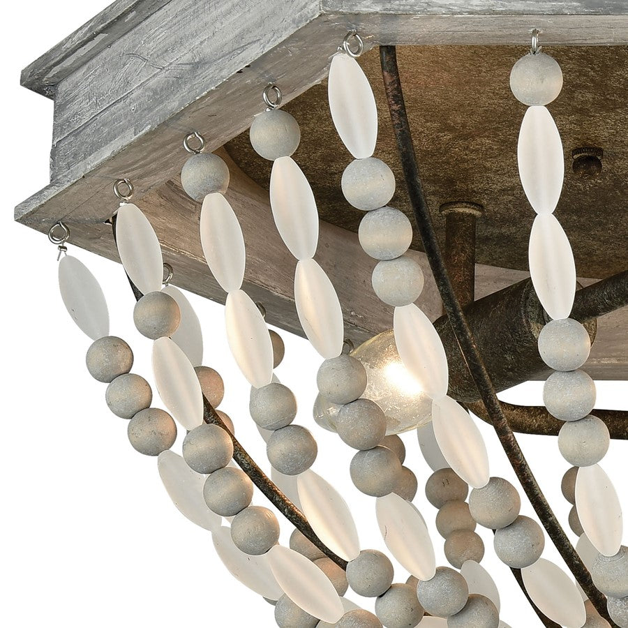 Atlas Lighting Summerton 18in 3-Light Flush Mount | Coastal Graywash Wood and Frosted Glass | Bedroom & Coastal Decor Ceiling | Model CL11502-GY