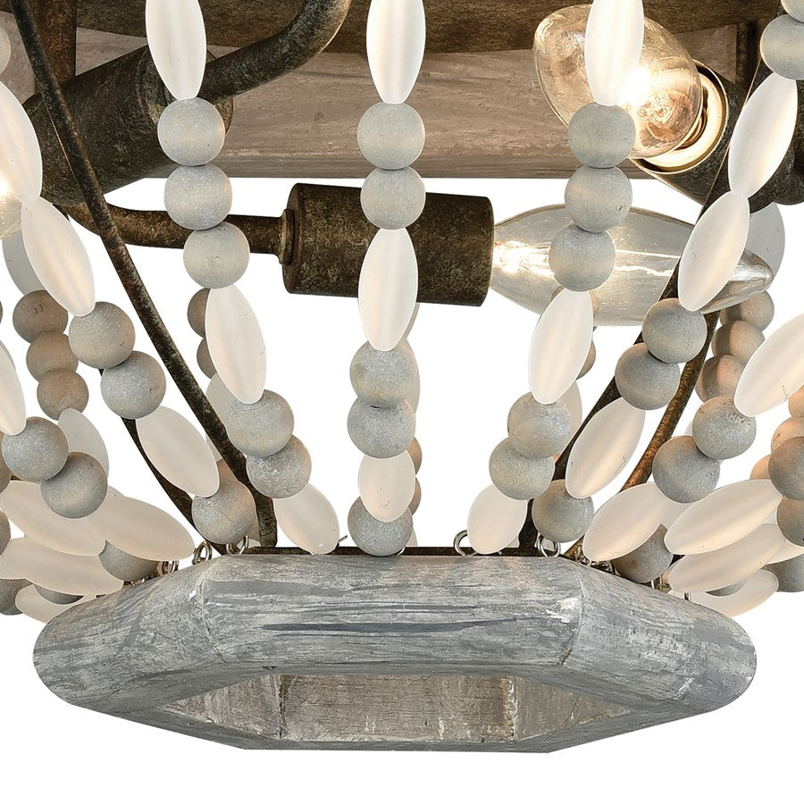 Atlas Lighting Summerton 18in 3-Light Flush Mount | Coastal Graywash Wood and Frosted Glass | Bedroom & Coastal Decor Ceiling | Model CL11502-GY