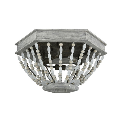 Atlas Lighting Summerton 18in 3-Light Flush Mount | Coastal Graywash Wood and Frosted Glass | Bedroom & Coastal Decor Ceiling | Model CL11502-GY