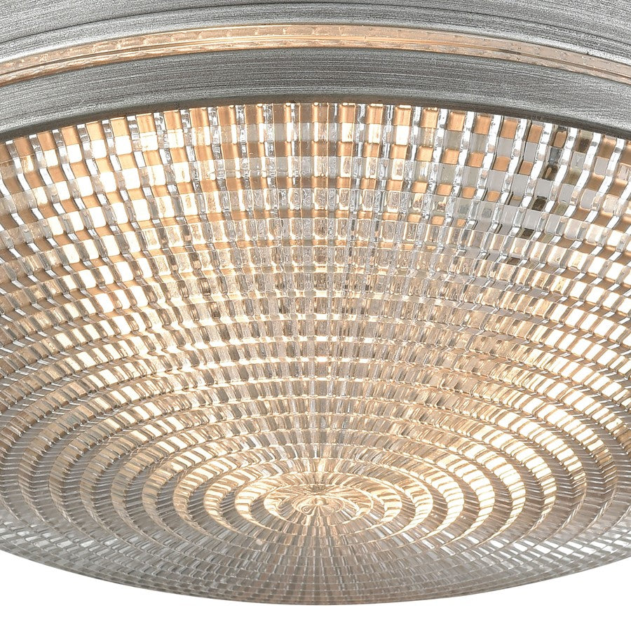 Atlas Lighting Sylvester 14in 2-Light Flush Mount | Weathered Zinc and Clear Glass | Entryway & Hallway | 14 x 14 x 5 in | Model CL11505-SV