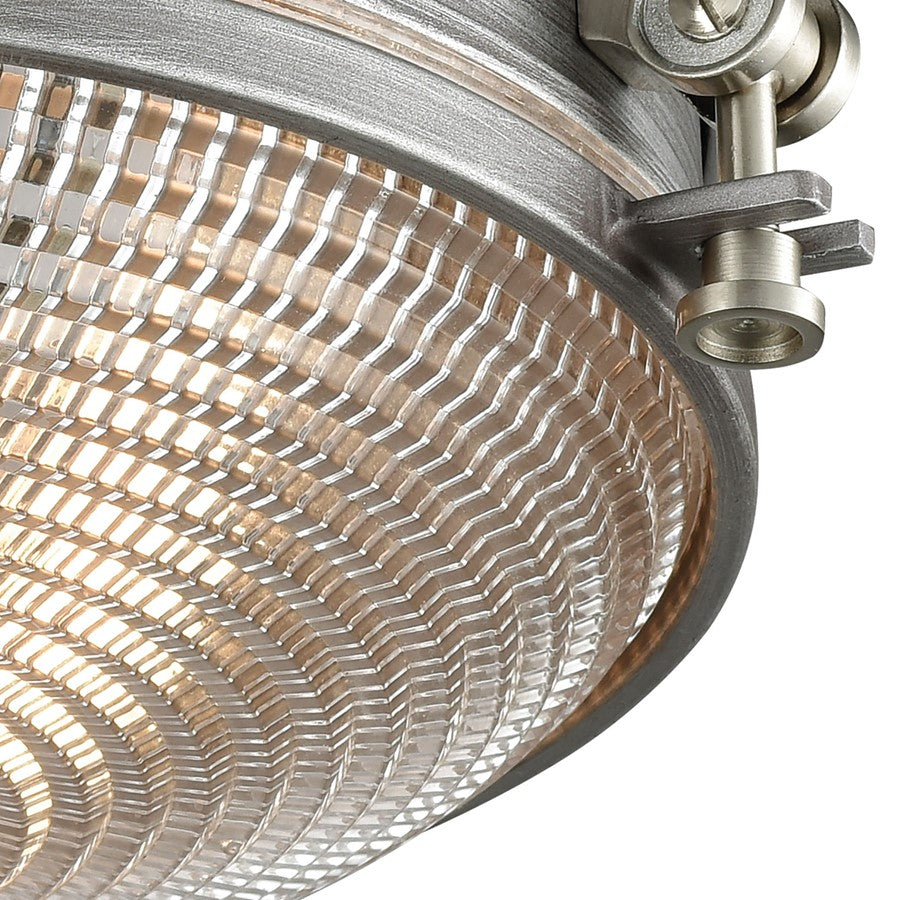 Atlas Lighting Sylvester 14in 2-Light Flush Mount | Weathered Zinc and Clear Glass | Entryway & Hallway | 14 x 14 x 5 in | Model CL11505-SV