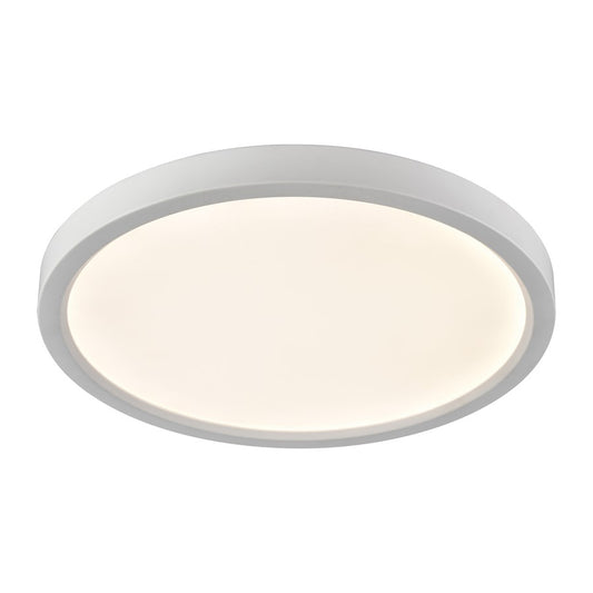 Atlas Lighting Titan 15in 1-Light LED Round Flush Mount | Modern White Metal and Acrylic | Hallway & Bedroom Ceiling Light | Model CL11512-WH